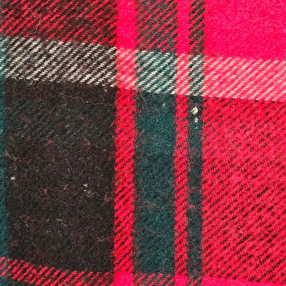 Vintage Troy Leisure Blanket lap robe throw black red green white 51x57 fringed